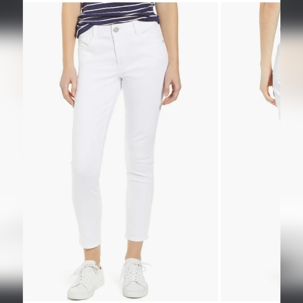 WIT & WISDOM 'Ab'Solution High Waist Ankle Skimmer Jeans 0/25 White Stre…